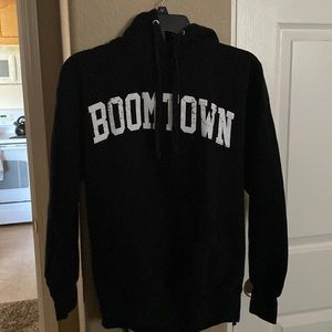 Black “Boomtown” hoodie (with pockets)
